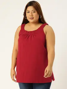 theRebelinme Plus Size Maroon Solid Longline Top