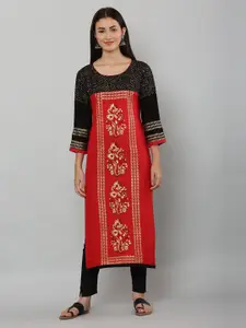 EZIS FASHION Women Red & Black Geometric Printed Cotton Kurta