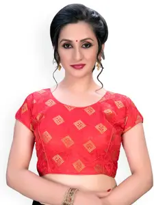 Fab Dadu Pink Printed Saree Blouse