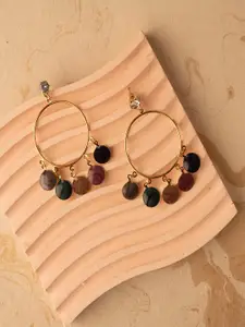 Jewelz Women Gold-Toned & Black Contemporary Drop Earrings