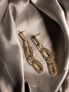 Jewelz Women Gold-Toned Contemporary Drop Earrings