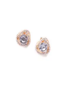 Jewelz Gold Plated & White Contemporary Studs Earrings