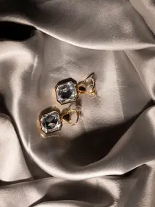 Jewelz Gold-Toned & Silver Plated Geometric Drop Earrings