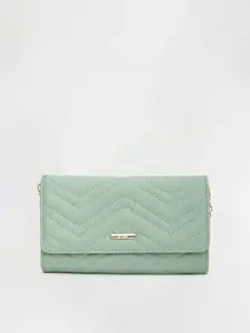 Ginger by Lifestyle Women Green Textured Envelope  Wallets