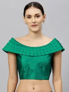 Fab Dadu Women Green Solid Saree Blouse