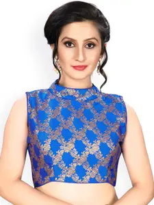 Fab Dadu Blue Woven Design Saree Blouse