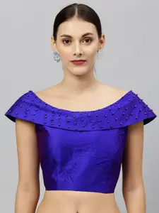 Fab Dadu Women Blue Solid Saree Blouse