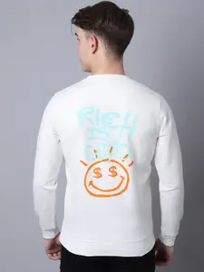 Obaan Men White Printed Long Sleeve Sweatshirt