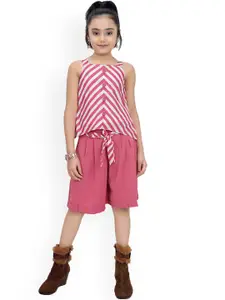 Tiny Girl Girls Pink & White Striped Top with Shorts