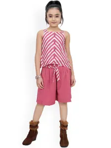 Tiny Girl Girls Pink & White Striped Top with Shorts