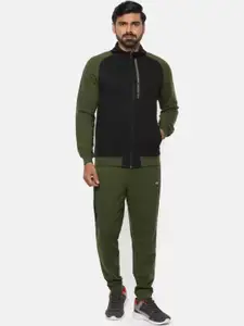 Wildcraft Men Olive-Green Solid Pure Cotton Tracksuit