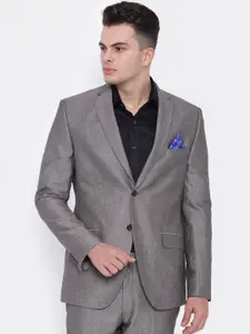 SUITLTD Grey Regular Fit Single-Breasted Formal Blazer