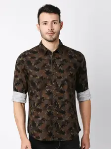 Pepe Jeans Men Olive Green Floral Printed Casual Shirt