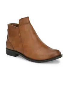 Delize Women Tan Brown Solid Mid-Top Boots