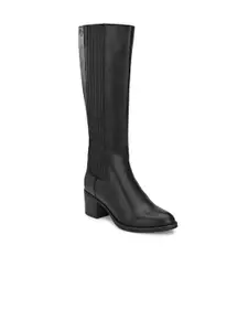 Delize Women Black Textured High Top Winter Boots
