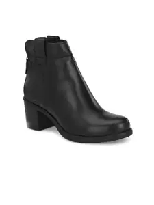 Delize Woman Black Solid Synthetic Leather Block Heeled Chelsea Boots