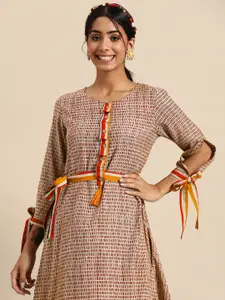Sangria Grey & Maroon Printed Pure Cotton Kurta