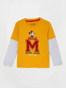 Juniors by Lifestyle Boys Yellow Mickey Mouse Printed T-shirt