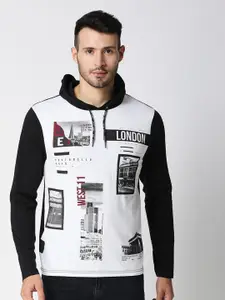 Pepe Jeans Men Black & White Printed Hooded T-shirt