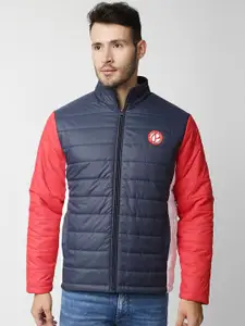 Pepe Jeans Men Navy Blue Colourblocked Padded Jacket