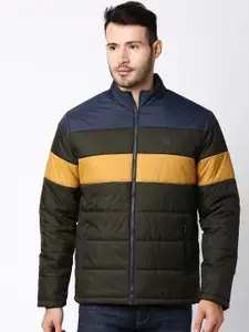 Pepe Jeans Men Green Blue Colourblocked Quilted Jacket
