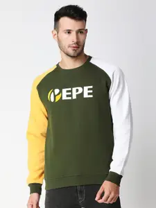 Pepe Jeans Men Green Colourblocked Cotton Sweatshirt