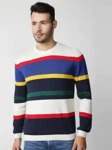 Pepe Jeans Men Multicoloured Colourblocked Striped Pullover