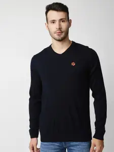 Pepe Jeans Men Navy Blue Solid Pullover