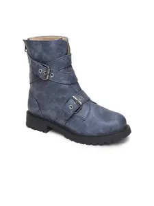 VALIOSAA Women Navy Blue Solid Chunky Boots