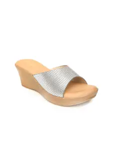 VALIOSAA Grey Textured Wedge Heels