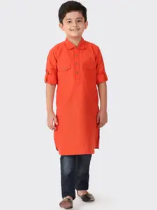 Fabindia Boys Red Pathani Kurta