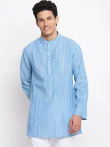 Fabindia Men Blue Striped Short Kurta