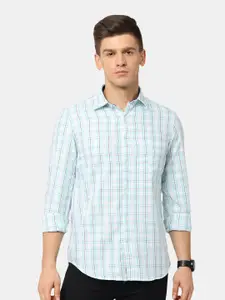 NIRVAAN Men Off White Classic Slim Fit Checked Casual Shirt