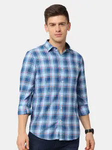 NIRVAAN Men Blue Classic Slim Fit Buffalo Checks Casual Shirt