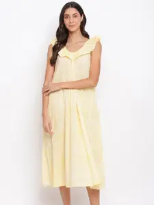 Fabindia Multicoloured Ethnic Motifs A-Line Midi Dress