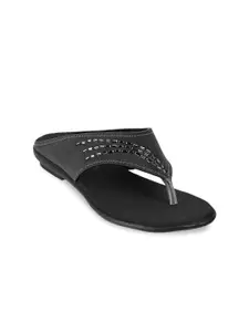WALKWAY by Metro Women Black T-Strap Flats