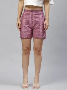 Rue Collection Women Purple Dyed Cotton Shorts