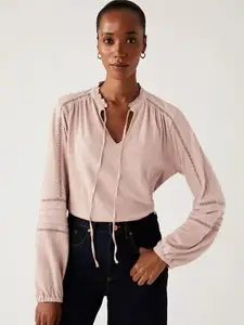 Marks & Spencer Pink Mandarin Collar Shirt Style Top