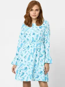 Vero Moda Women Blue & White Floral Dress