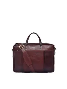 OLIVE MIST Unisex Brown Leather Laptop Bag