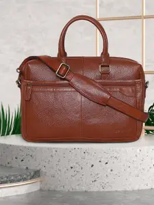 OLIVE MIST Unisex Tan Leather Laptop Bag