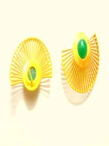 Runjhun Green Contemporary Studs Earrings
