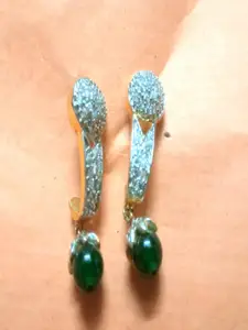 Runjhun Silver-Toned Contemporary Drop Earrings