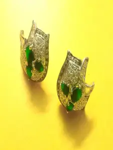Runjhun Green Contemporary Gold-Plated Hoop Earrings