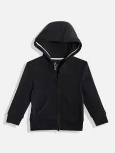 mothercare Boys Black Solid Cotton Hooded Sweatshirt