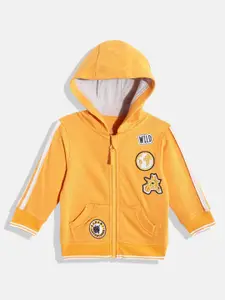 mothercare Boys Yellow Solid Cotton Hooded Sweatshirt