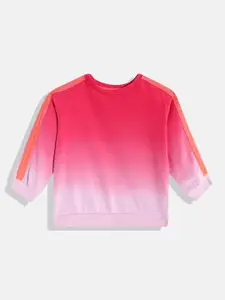 mothercare Girls Pink Ombre Cotton Round Neck Sweatshirt