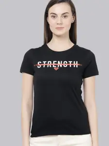 Free Authority Women Black Typography Superman Printed T-shirt