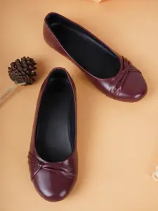 Style Shoes Women Maroon Ballerinas with Bows Flats