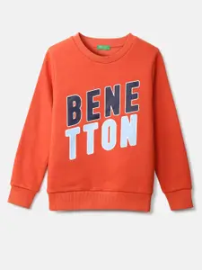 United Colors of Benetton Boys Orange Printed Sweatshirt